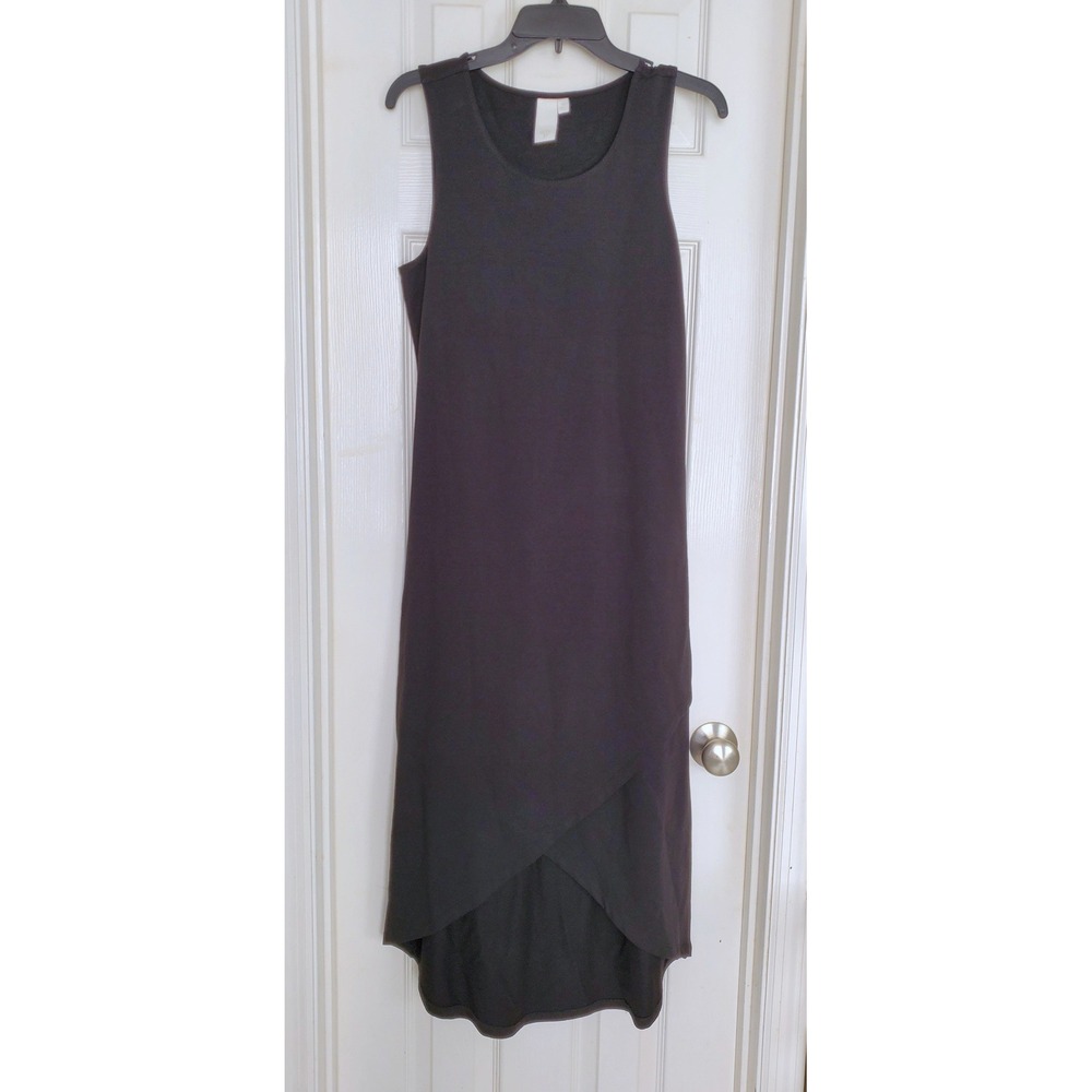 Ady P Sleeveless Midi Dress Black Tulip Hem Casual Minimalist Size Medium